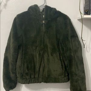 Fashion Nova Green Faux Fur Hoodie